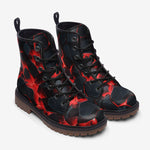 Leather Boots Black Rocks in Red Flames