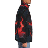Down-Padded Puffer Jacket Black Rocks in Red Flames