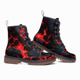 Leather Boots Black Rocks in Red Flames