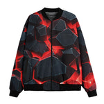 Bomber Jacket Black Rocks in Red Flames