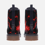 Leather Boots Black Rocks in Red Flames