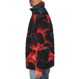 Down-Padded Puffer Jacket Black Rocks in Red Flames