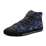 High-Top Canvas Shoes Shiny Cracked Stones in Blue Flame