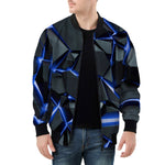 Bomber Jacket Shiny Cracked Stones in Blue Flame