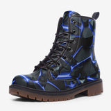 Leather Boots Shiny Cracked Stones in Blue Flame