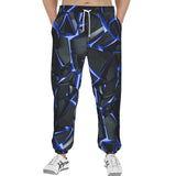 Men's Sweatpants Shiny Cracked Stones in Blue Flame