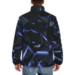 Down-Padded Puffer Jacket Shiny Cracked Stones in Blue Flame