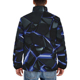 Down-Padded Puffer Jacket Shiny Cracked Stones in Blue Flame