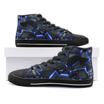 High-Top Canvas Shoes Shiny Cracked Stones in Blue Flame