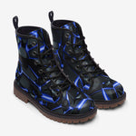 Leather Boots Shiny Cracked Stones in Blue Flame