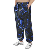 Men's Sweatpants Shiny Cracked Stones in Blue Flame