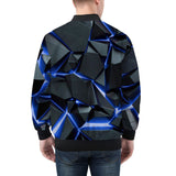 Bomber Jacket Shiny Cracked Stones in Blue Flame