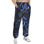 Men's Sweatpants Shiny Cracked Stones in Blue Flame