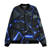 Bomber Jacket Shiny Cracked Stones in Blue Flame