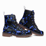 Leather Boots Shiny Cracked Stones in Blue Flame