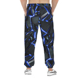 Men's Sweatpants Shiny Cracked Stones in Blue Flame