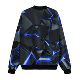 Bomber Jacket Shiny Cracked Stones in Blue Flame