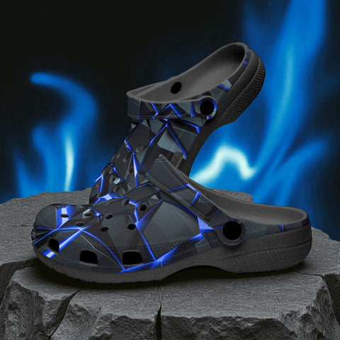 Classic Clogs Shiny Cracked Stones in Blue Flame