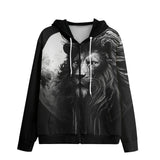 Men's Zip Up Hoodie Gothic Lion Dark Night Moon