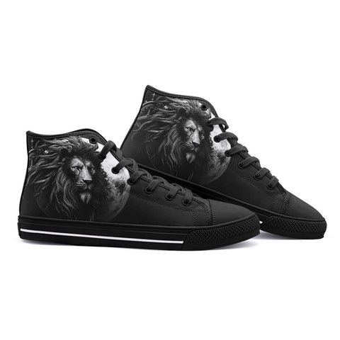 High-Top Canvas Shoes Gothic Lion Dark Night Moon