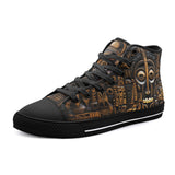 High-Top Canvas Shoes Carved Wood African Patterns