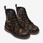 Leather Boots Carved Wood African Patterns