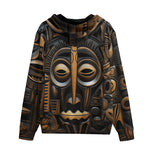 Men's Zip Up Hoodie Carved Wood African Patterns