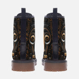 Leather Boots Carved Wood African Patterns