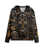 Men's Zip Up Hoodie African Wooden Masks Carvings