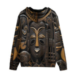 Men's Zip Up Hoodie African Wooden Masks Carvings