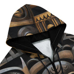 Men's Zip Up Hoodie African Wooden Masks Carvings