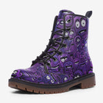 Leather Boots Purple Grotesque Faces Artwork