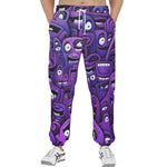 Men's Sweatpants Purple Grotesque Faces Artwork