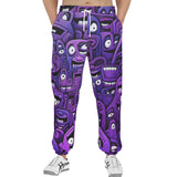 Men's Sweatpants Purple Grotesque Faces Artwork