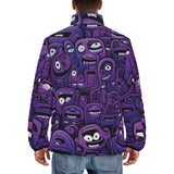 Down-Padded Puffer Jacket Purple Grotesque Faces Artwork