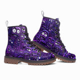 Leather Boots Purple Grotesque Faces Artwork