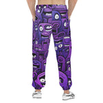 Men's Sweatpants Purple Grotesque Faces Artwork