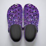 Classic Clogs Purple Grotesque Faces Artwork