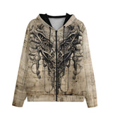 Men's Zip Up Hoodie Grunge Vintage Biomechanical Art