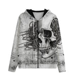 Men's Zip Up Hoodie Robot Skull Pencil Steampunk