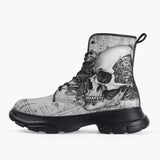 Casual Leather Chunky Boots Robot Skull Pencil Steampunk