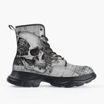 Casual Leather Chunky Boots Robot Skull Pencil Steampunk