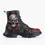 Casual Leather Chunky Boots Fantasy Skull Mechanical Gears