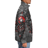 Down-Padded Puffer Jacket Fantasy Skull Mechanical Gears
