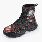 Casual Leather Chunky Boots Fantasy Skull Mechanical Gears