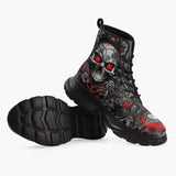 Casual Leather Chunky Boots Fantasy Skull Mechanical Gears