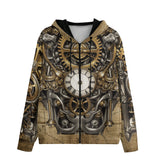 Men's Zip Up Hoodie Steampunk Mechanical Clock