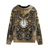 Men's Zip Up Hoodie Steampunk Mechanical Clock