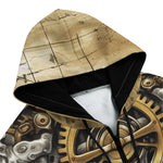 Men's Zip Up Hoodie Steampunk Mechanical Clock