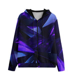 Men's Zip Up Hoodie Abstract Blue Polygons Geometric